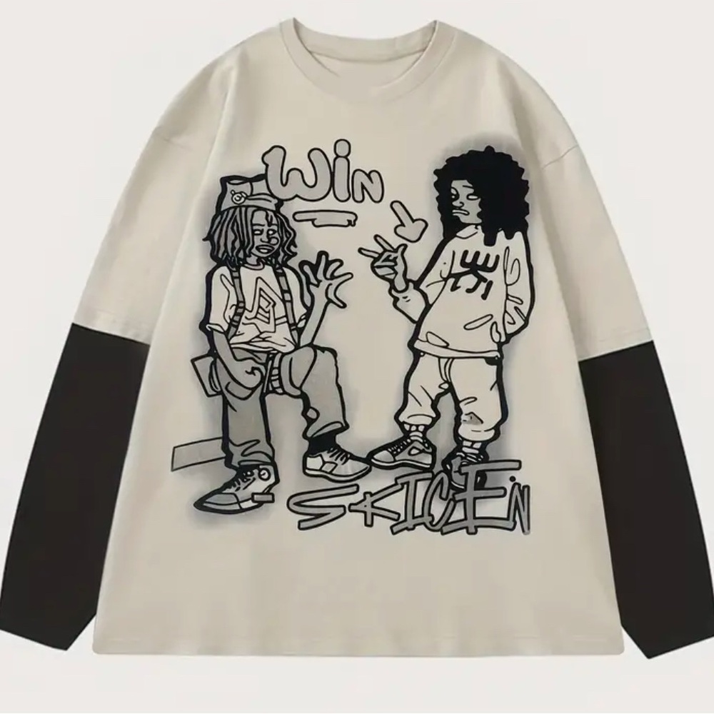 White long sleeve with graphic designe